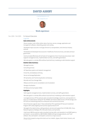 Sr. Account Executive Resume Sample and Template