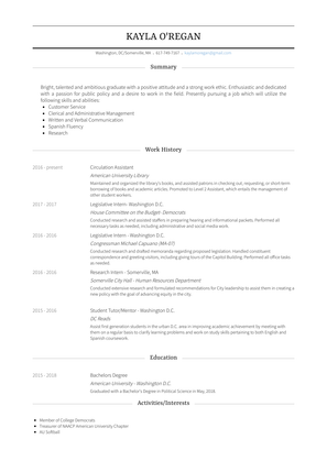 Student Tutor/Mentor   Washington D.C. Resume Sample and Template