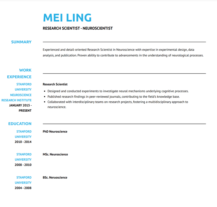 Academic CV Template - Arya