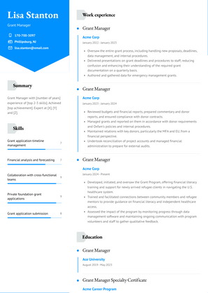 Grant Manager Resume Sample and Template