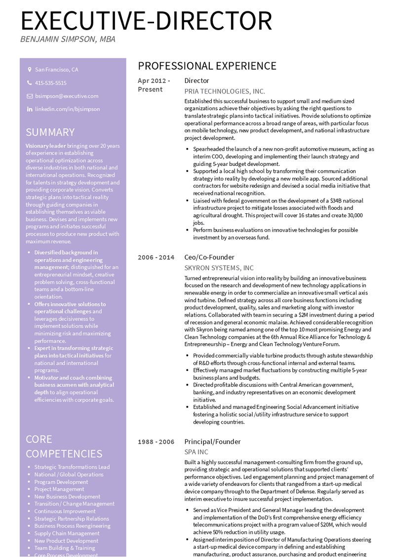 Executive Director Resume Samples and Templates VisualCV