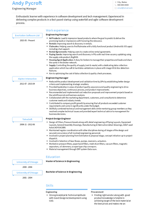 Engineering Manager Resume Samples and Templates  VisualCV