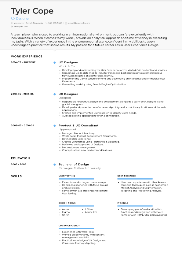 canadian resume format download