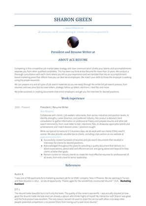 President / Resume Writer Resume Sample and Template