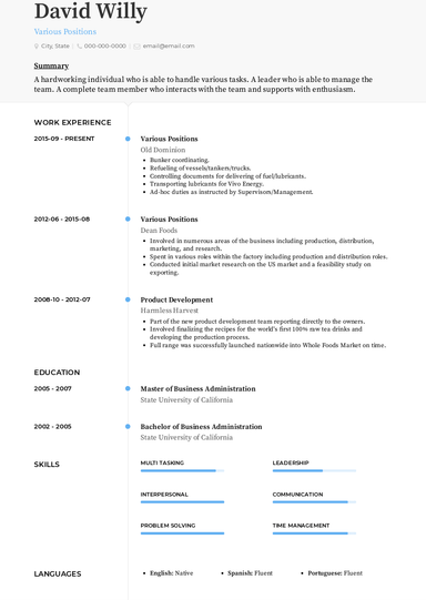 Best Various Positions Resume Sample and Template for 2026 Various Positions Resume Sample and Template