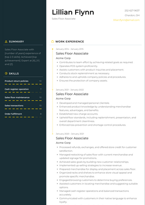 Sales Floor Associate Resume Sample and Template