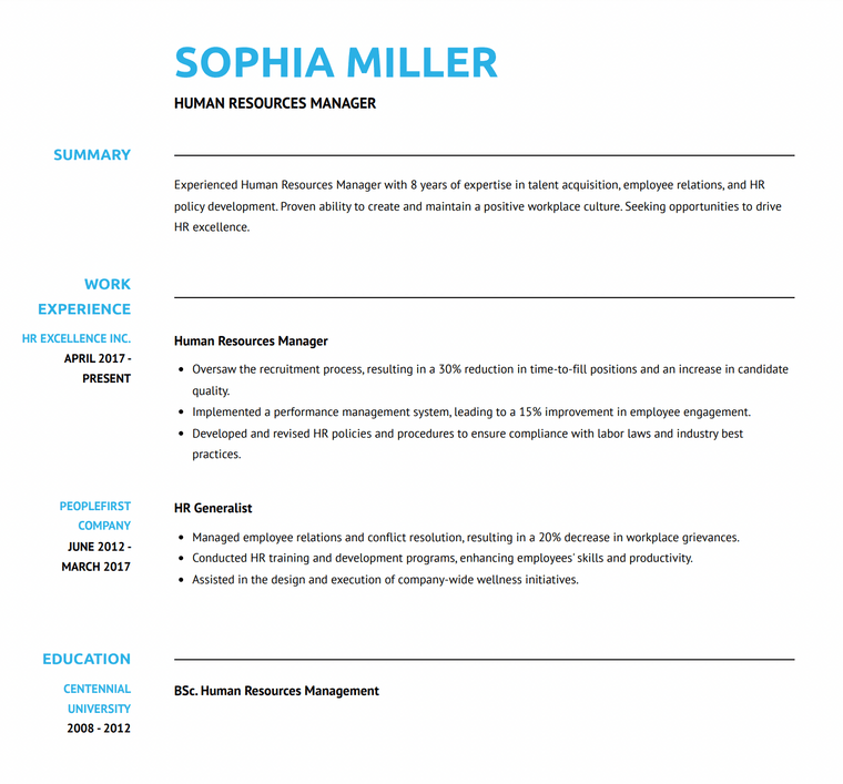 Black and White Resume with a Pop of Color Template