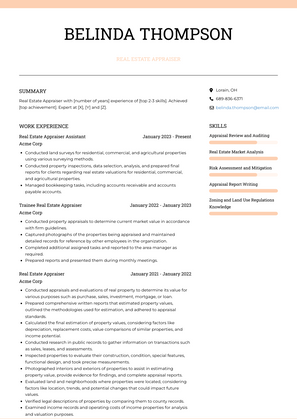 Real Estate Appraiser Resume Sample and Template