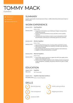 Expeditor Resume Sample and Template