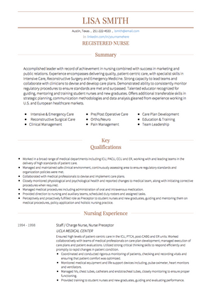 Registered Nurse CV Example and Template