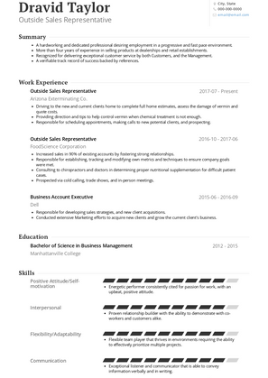 Outside Sales Representative Resume Sample and Template