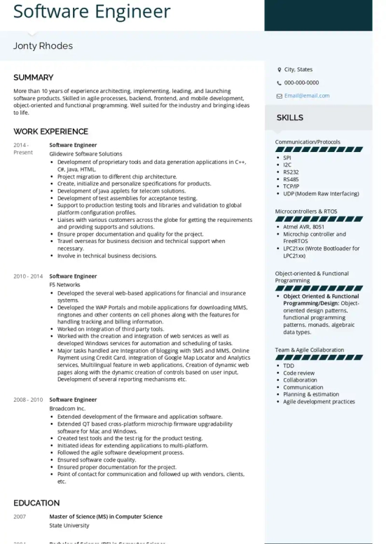 angular resume skills