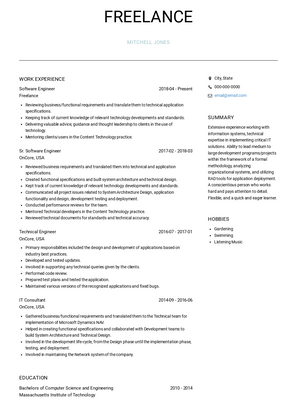 Freelancer Resume Sample and Template