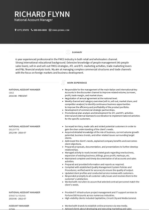 National Account Manager Resume Sample and Template