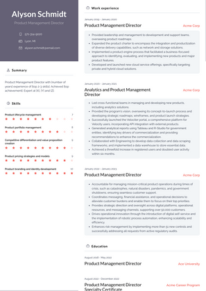 Product Management Director Resume Sample and Template
