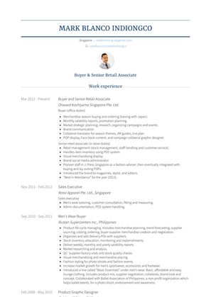Buyer And Senior Retail Associate Resume Sample and Template