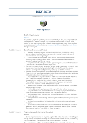 Certified Yoga Instructor Resume Sample and Template