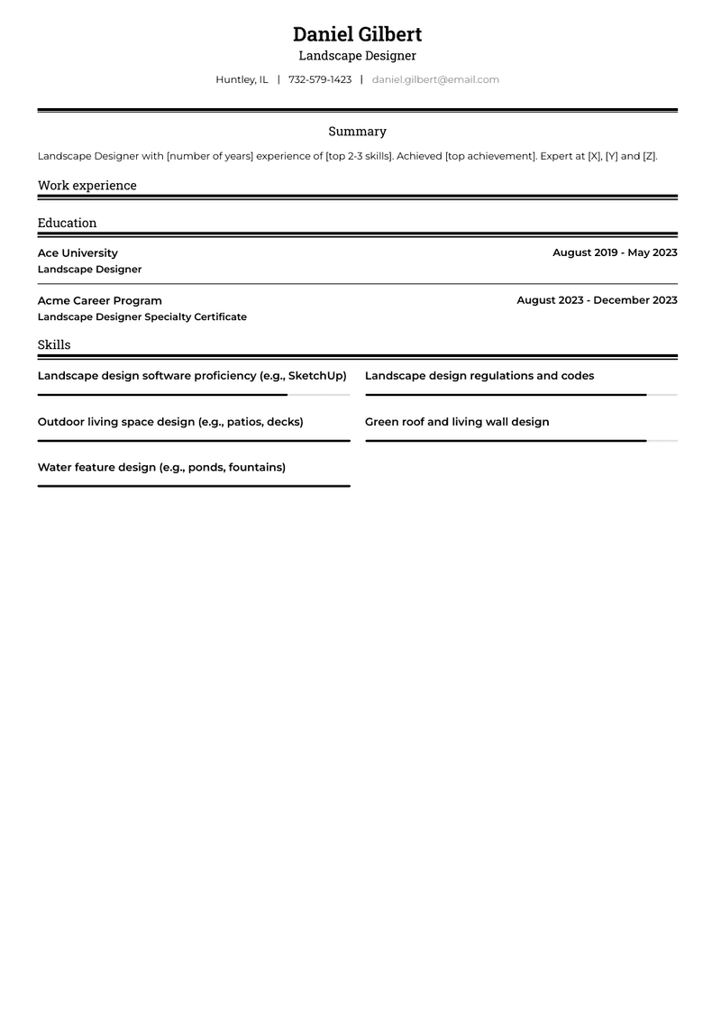 Landscape Designer Resume Sample and Template