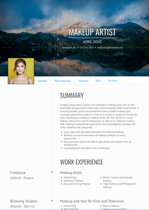 Makeup Artist Resume Sample and Template