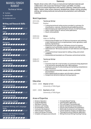 Technical Writer Resume Sample and Template