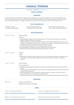 Senior Architect Resume Sample and Template