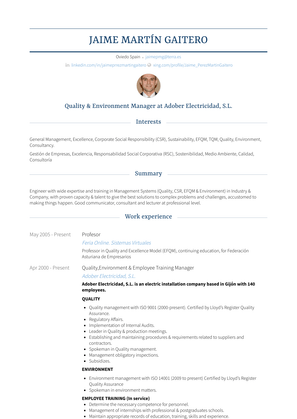 Profesor Resume Sample and Template