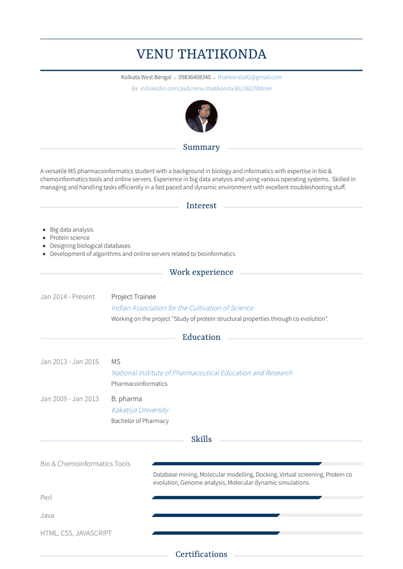 Project Trainee Resume Sample and Template