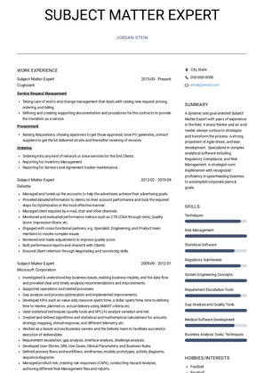 Subject Matter Expert Resume Sample and Template