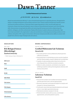 Lab Technician CV Example and Template