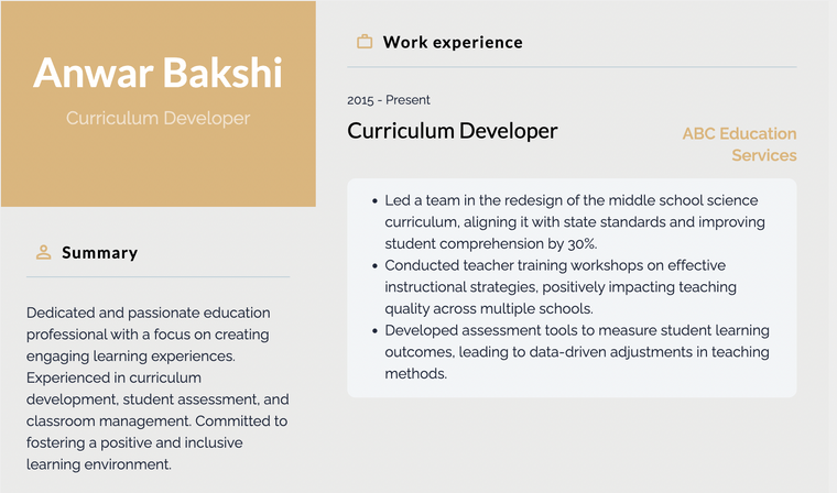 Minimalistic Resume Color Scheme for Education - Muted Orange and Light Gray