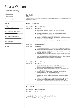 Associate Attorney Resume Sample and Template