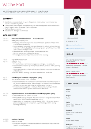 International Field Coordinator       Hi Tech & Luxury             Resume Sample and Template