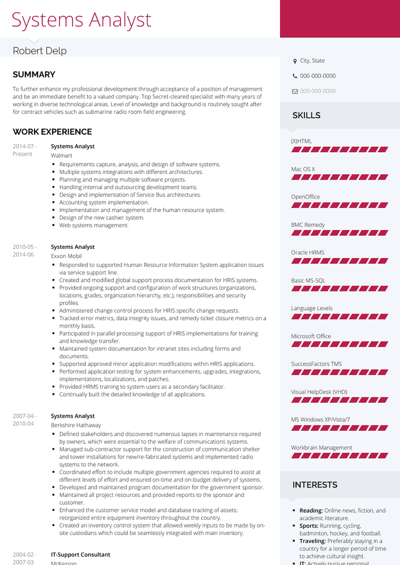 Systems Analyst Resume Sample and Template