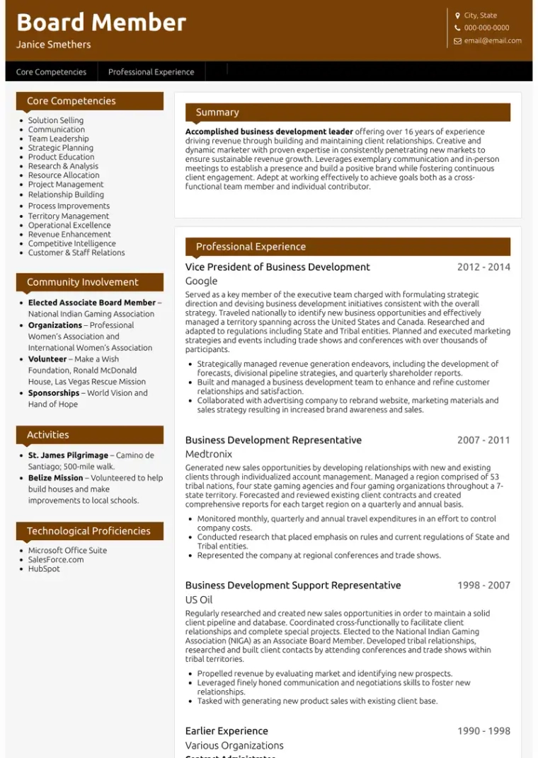c level resume template