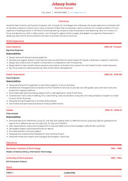 Data Engineer Resume Sample and Template