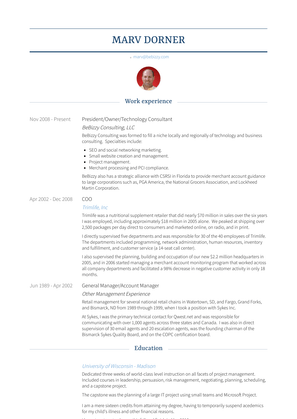 President/Owner/Technology Consultant Resume Sample and Template