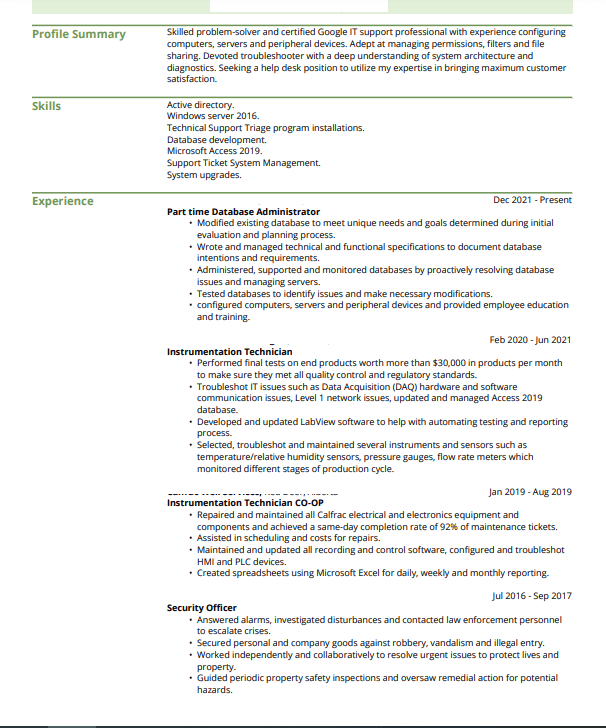 entry level it support desk resume feedback -2