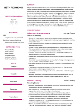 Marketing Director Resume Sample and Template