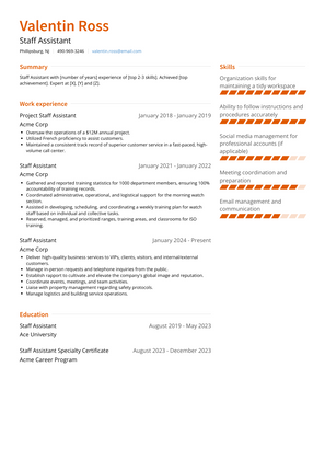 Staff Assistant Resume Sample and Template