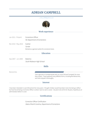 Corrections Officer Resume Sample and Template