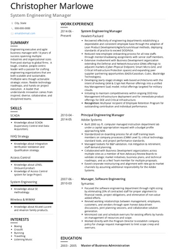 System Engineering Manager Resume Sample and Template