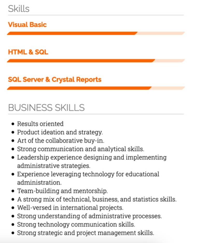 how to list skills on a Canadian resume