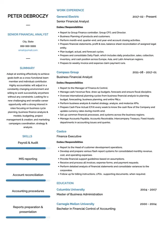 reporting resume skills examples