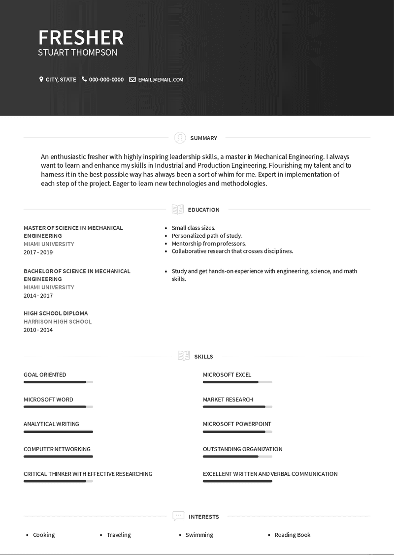 Fresher Resume Samples And Templates Visualcv
