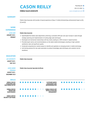 Mobile Sales Associate Resume Sample and Template