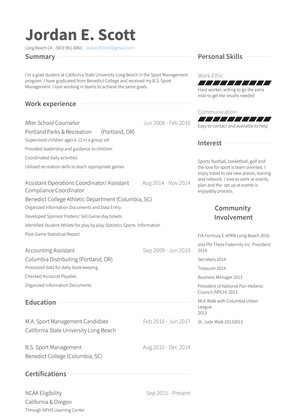 After School Counselor  Resume Sample and Template
