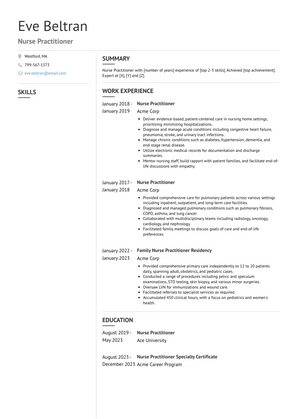 Nurse Practitioner Resume Sample and Template