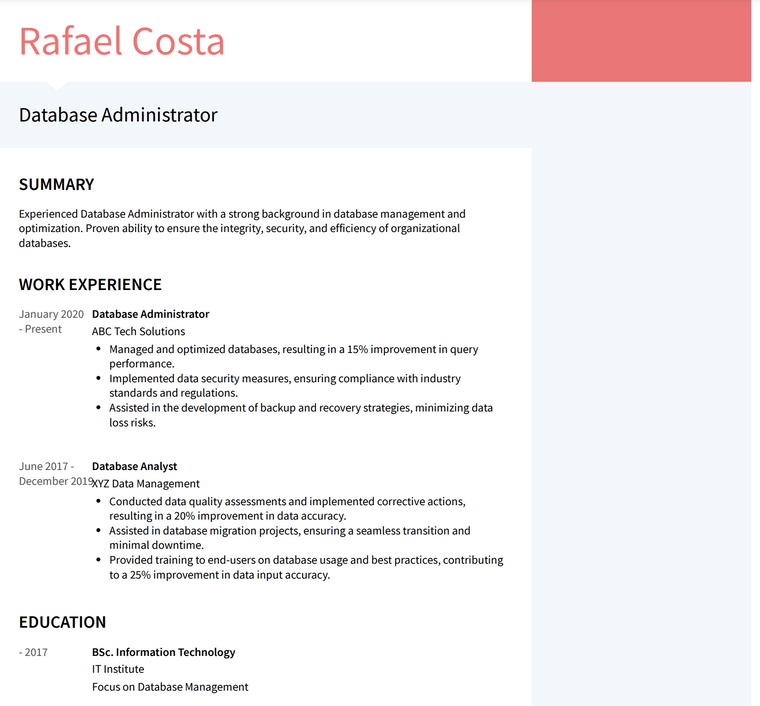 Google Docs CV Template - Modern