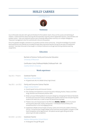 Substitute Teacher Resume Sample and Template
