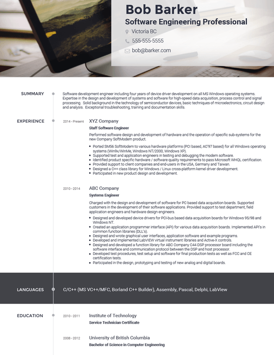 Marketing CV Template and Example by VisualCV	